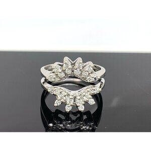 Engagement Ring Guard 14k White Gold Diamond Wedding Band Estate Jewelry SZ 6.5